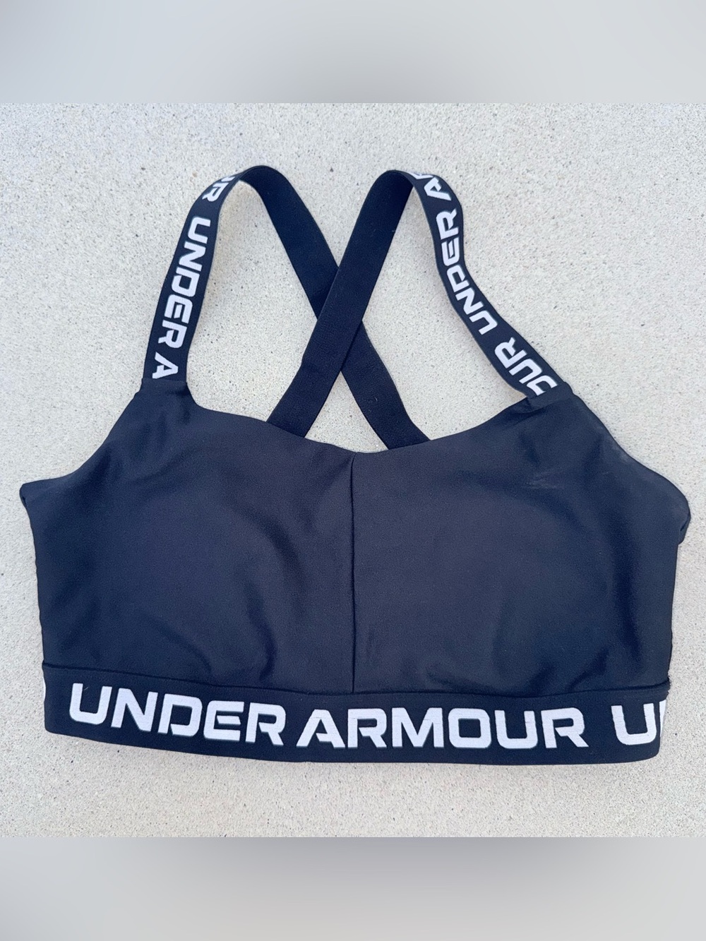 Under Armour Black Crossback Sports Bra with Branded Elastic